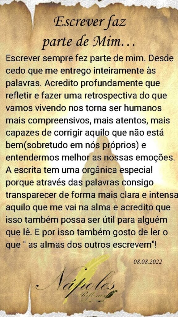 Escrever faz parte de mim