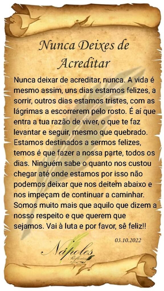 Nunca deixes de acreditar
