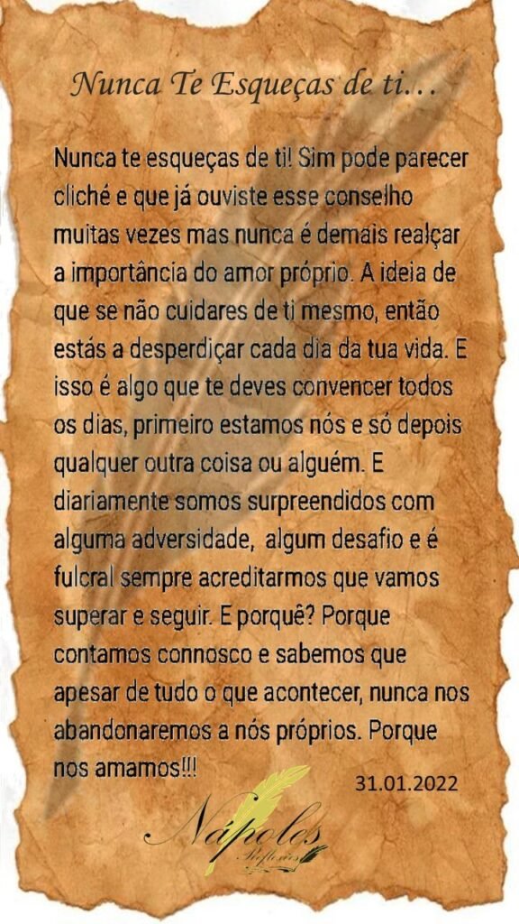 Nunca te esqueças de ti