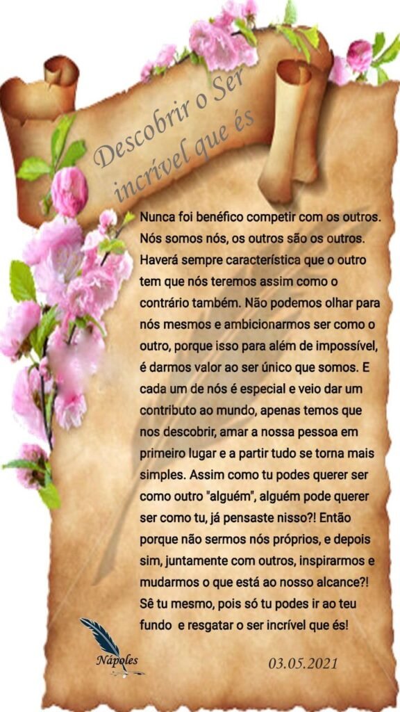 Descobrir o ser incrível que és