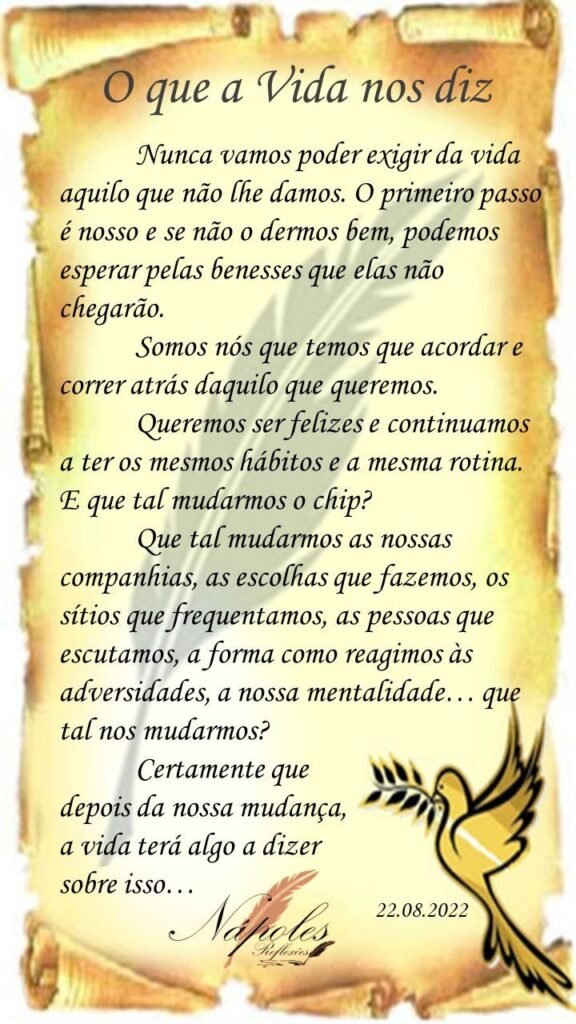 O que a vida nos diz
