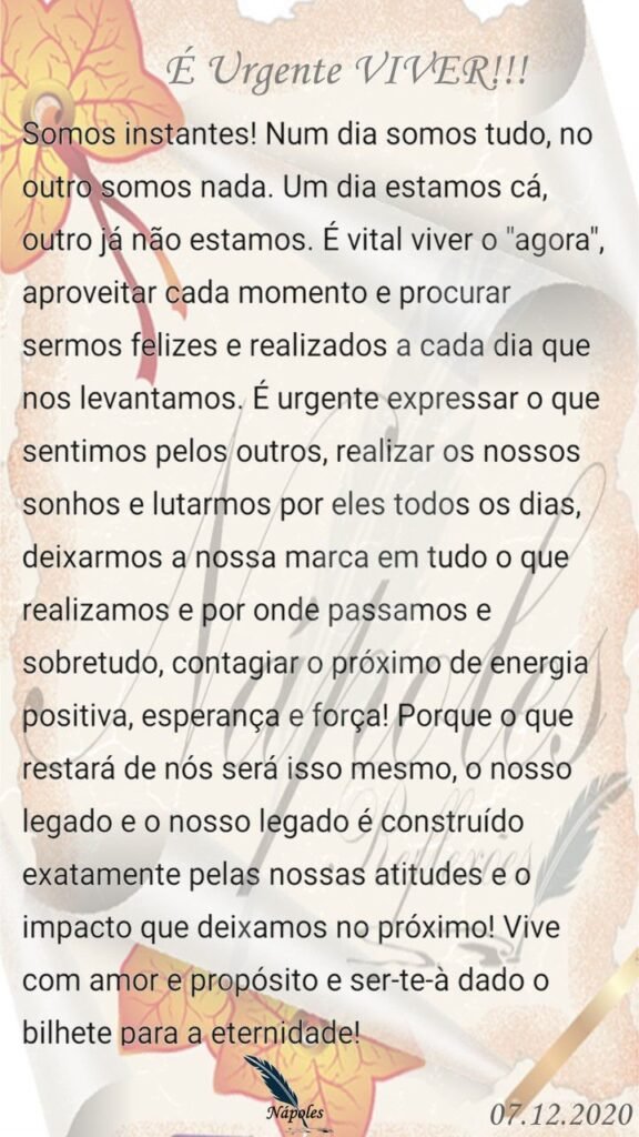 É urgente viver