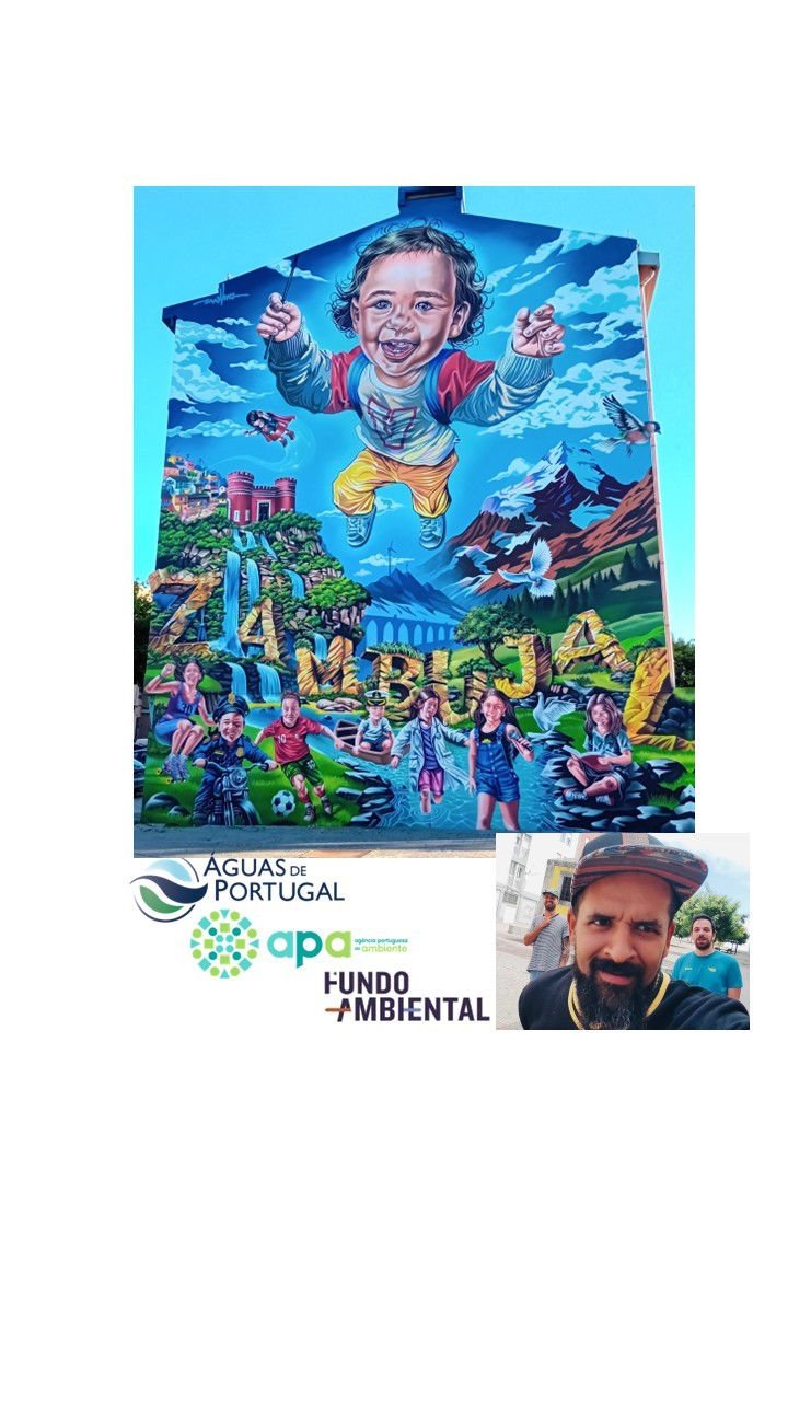 Mural do ODS 6 — Água potável e saneamento, no Bairro do Zambujal